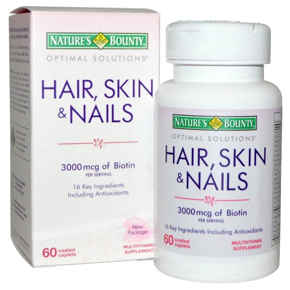 Вітаміни для волосся, нігтів і шкіри Nature's Bounty, 60 ш. Зроблено в США. від компанії Інтернет магазин "Канбан" - фото 1