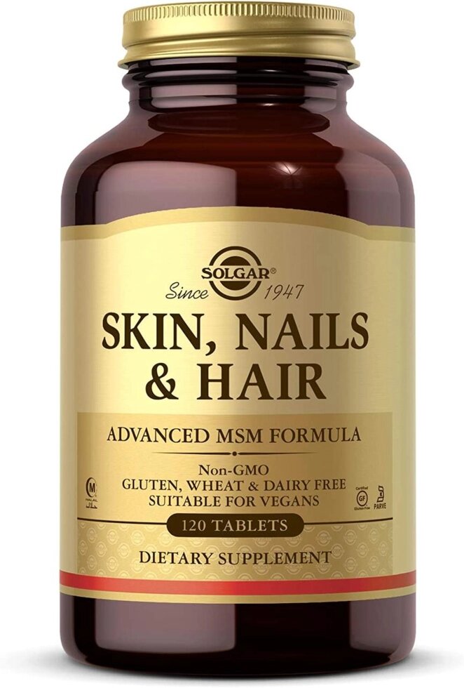 Вітаміни для волосся Solgar Skin, Nails & Hair для шкіри, нігтів та волосся з MSM 120 таблеток від компанії Інтернет магазин "Канбан" - фото 1