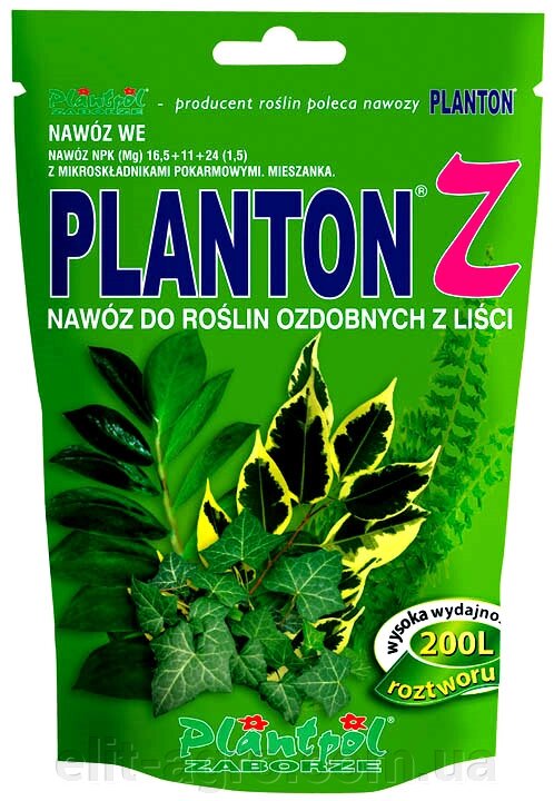 Добриво Плантон (PLANTON) Z для Зелених рослин, 200 г від компанії ᐉ АГРОМАГАЗИН «ELIT-AGRO» / ТОВАРИ для будинку, саду, городу - фото 1