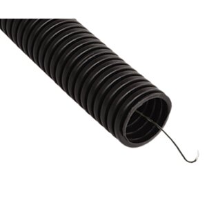 Труба ПВТ гнучка гофр. д. 16мм, стандартна з протяжкою, чорний колір