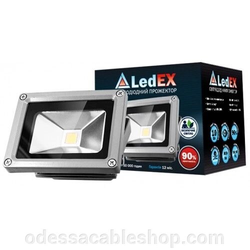 Світлодіодний прожектор LEDEX 10W, 800lm, 6500К холодний білий, 120º, IP65 від компанії Інтернет магазин "cableshop" - фото 1