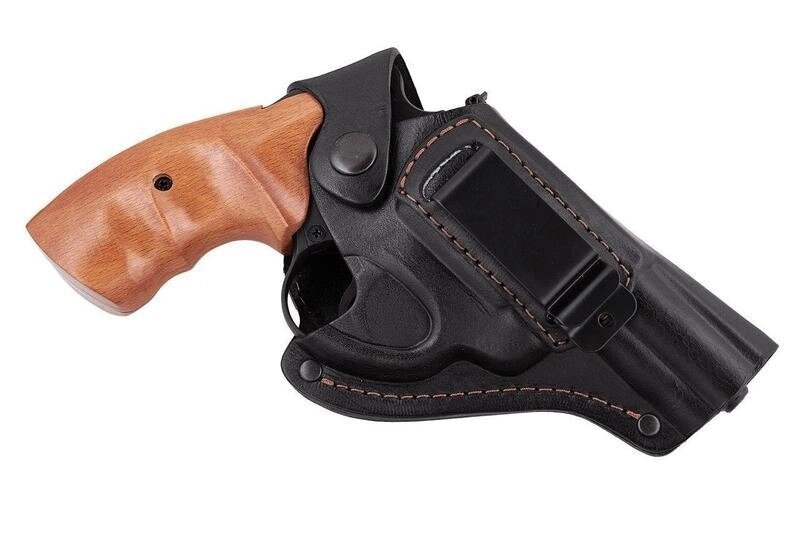 Кобура поясная Револьвер 3 формованная с клипсой (кожа, чёрная) ##от компании## KosVol - ##фото## 1