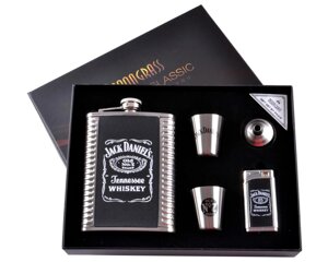 Подарунковий набір "Jack Daniels" 5в1: фляга, 2 чарки, лійка, газова запальничка