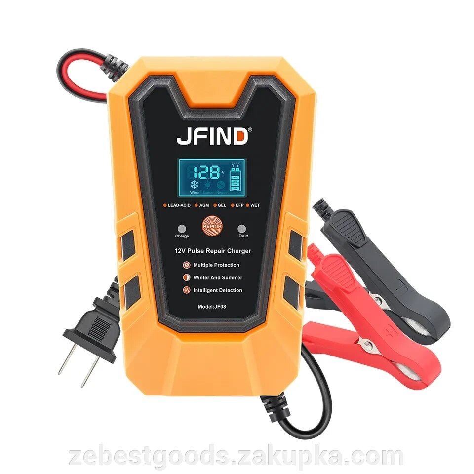 Інтелектуальний імпульсний зарядний пристрій АКБ Jfind JF08 12В 6А із функцією відновлення від компанії ZeBest Goods - фото 1