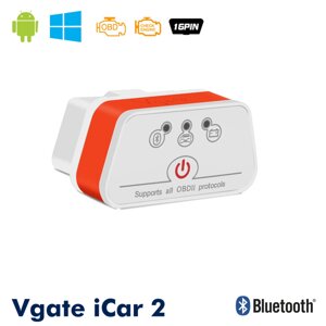 Автосканер Vgate iCar2 OBD 2 ELM327 OBD2 Bluetooth 3.0 (білий/оранжевий)