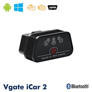 Автосканер Vgate iCar2 OBD 2 ELM327 OBD2 Bluetooth 3.0 версія 2.2 (чорний)