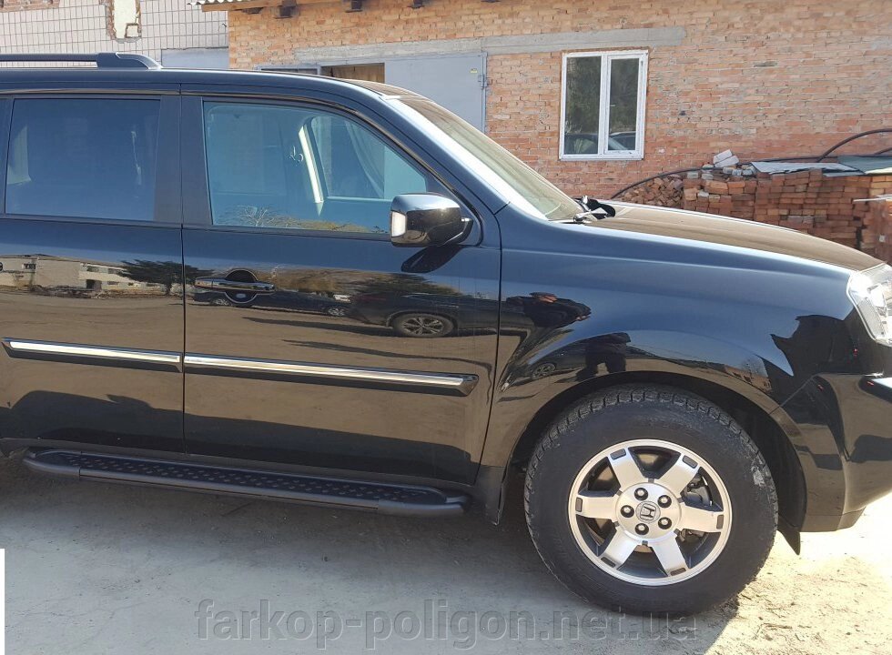 Бічні майданчики Allmond Black (2 шт., Алюміній) Honda Pilot 2008-2015 гг. від компанії Інтернет-магазин тюнінгу «Safety auto group» - фото 1