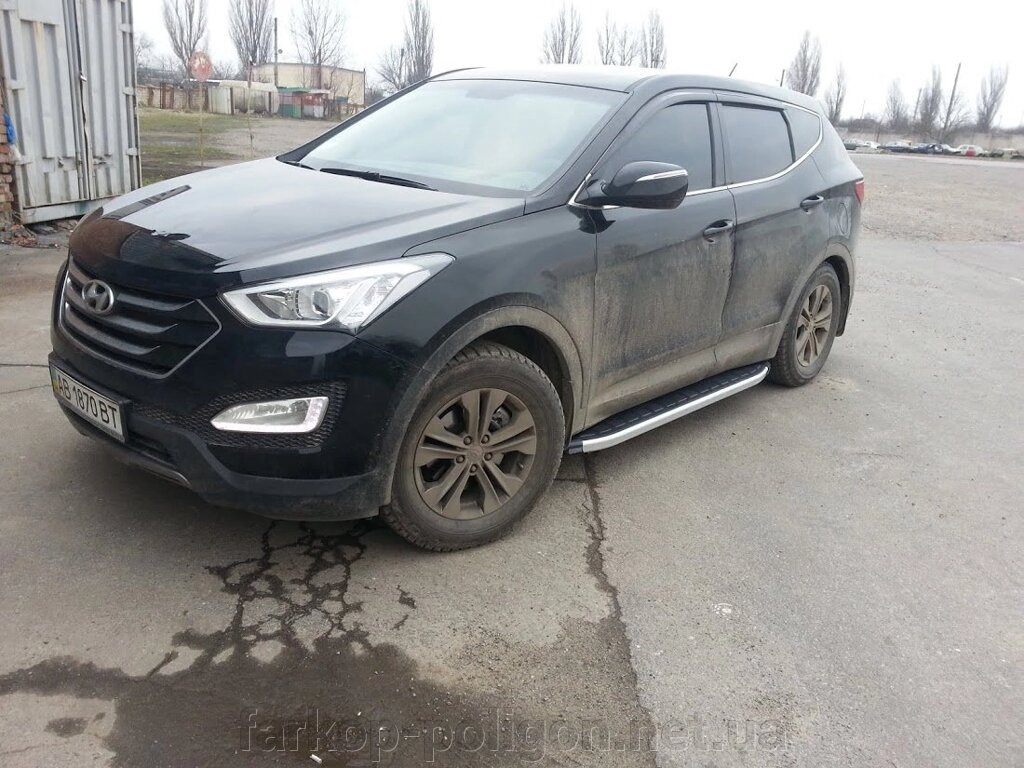 Бічні майданчики Fullmond (2 шт, алюм.) Hyundai Santa Fe 3 2012-2018рр. від компанії Інтернет-магазин тюнінгу «Safety auto group» - фото 1