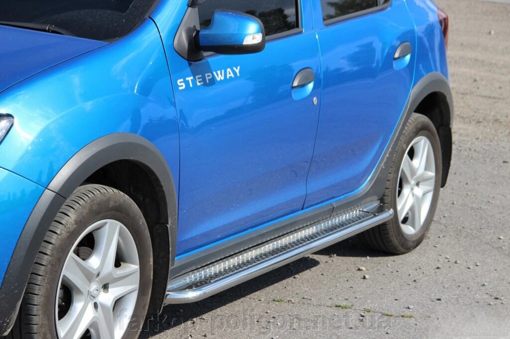 Бічні майданчики KB001 (нерж) Dacia Sandero 2013р. від компанії Інтернет-магазин тюнінгу «Safety auto group» - фото 1