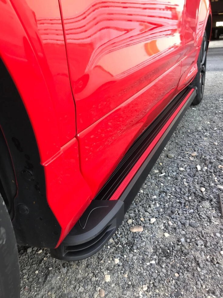 Бічні майданчики Maya Red (2 шт., Алюміній) Hyundai Santa Fe 4 2018 гг. від компанії Інтернет-магазин тюнінгу «Safety auto group» - фото 1