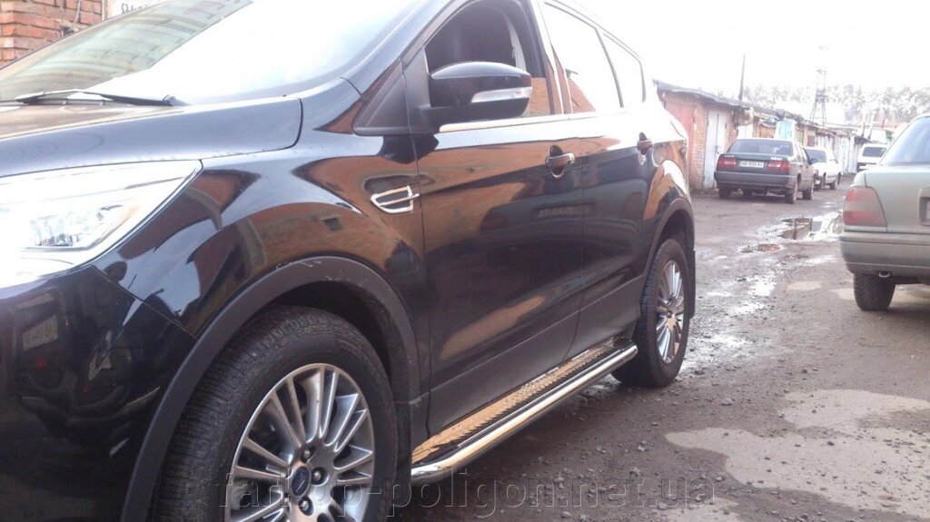 Бічні майданчики Premium (2 шт., нерж) Ford Kuga 2008-2013 гг. від компанії Інтернет-магазин тюнінгу «Safety auto group» - фото 1