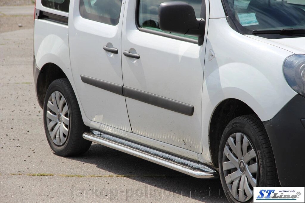 Бічні майданчики Premium (2 шт., Нерж.) Renault Kangoo 2008 та 2013 рр. від компанії Інтернет-магазин тюнінгу «Safety auto group» - фото 1