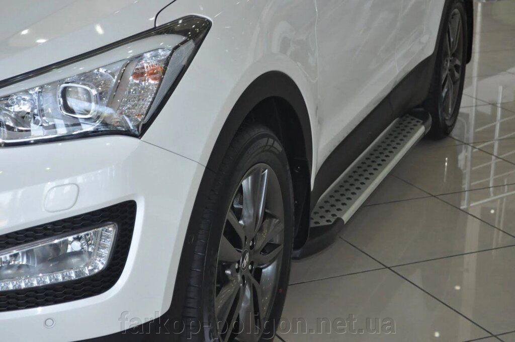 Бічні майданчики X5-тип (2 шт., Алюм.) Hyundai Santa Fe 3 2012-2018рр. від компанії Інтернет-магазин тюнінгу «Safety auto group» - фото 1