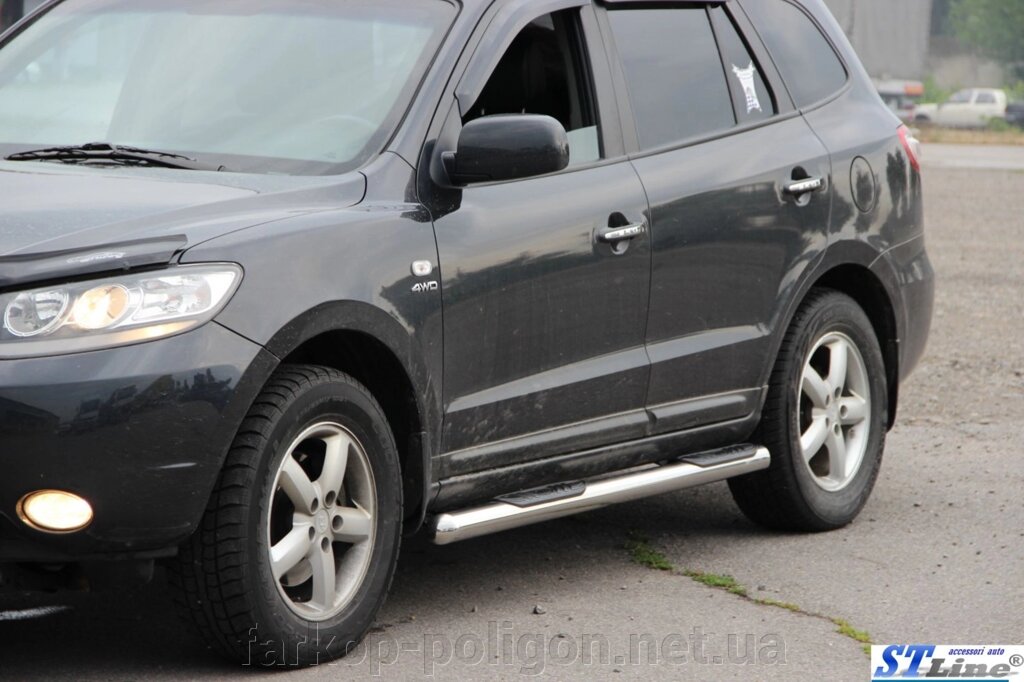 Бічні труби BB002 (2 шт., нерж.) Hyundai Santa Fe 2 2006-2012 р.р. від компанії Інтернет-магазин тюнінгу «Safety auto group» - фото 1