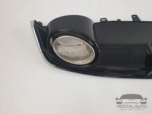Дифузор з насадками в стилі RS на Audi A7 4G8 2014-2017 рік Чорний з сірою смужкою (Звичайний бампер)