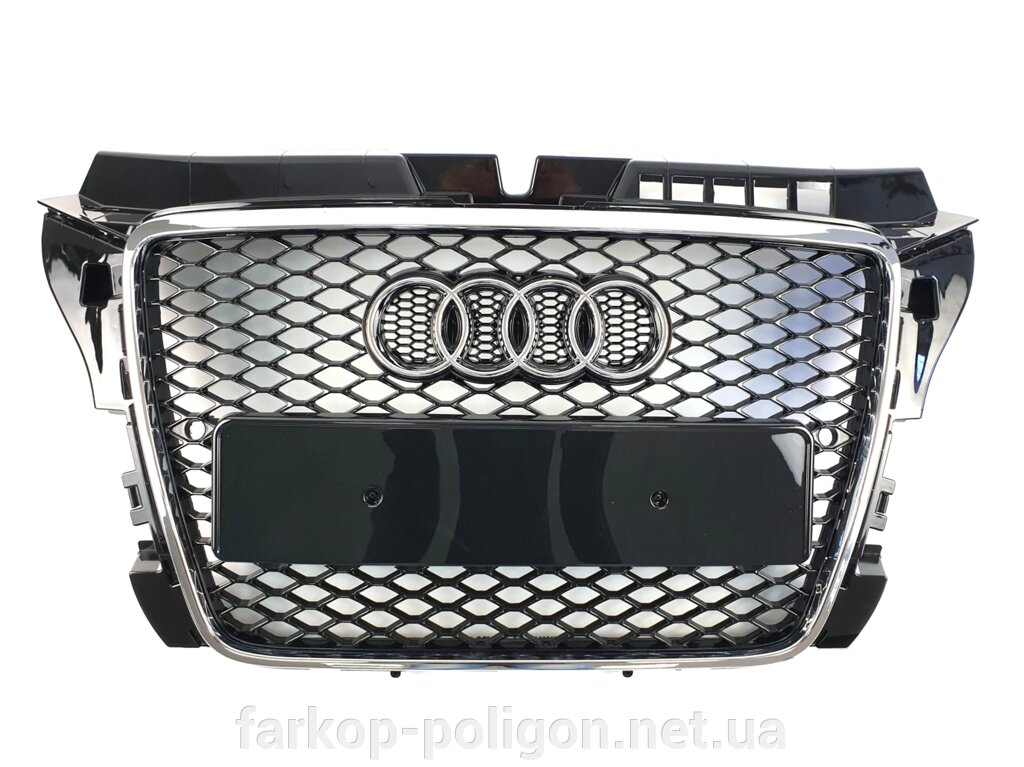 Грати радіатора Audi A3 2008-2012 рік Чорна з хромом (в стилі RS) від компанії Інтернет-магазин тюнінгу «Safety auto group» - фото 1