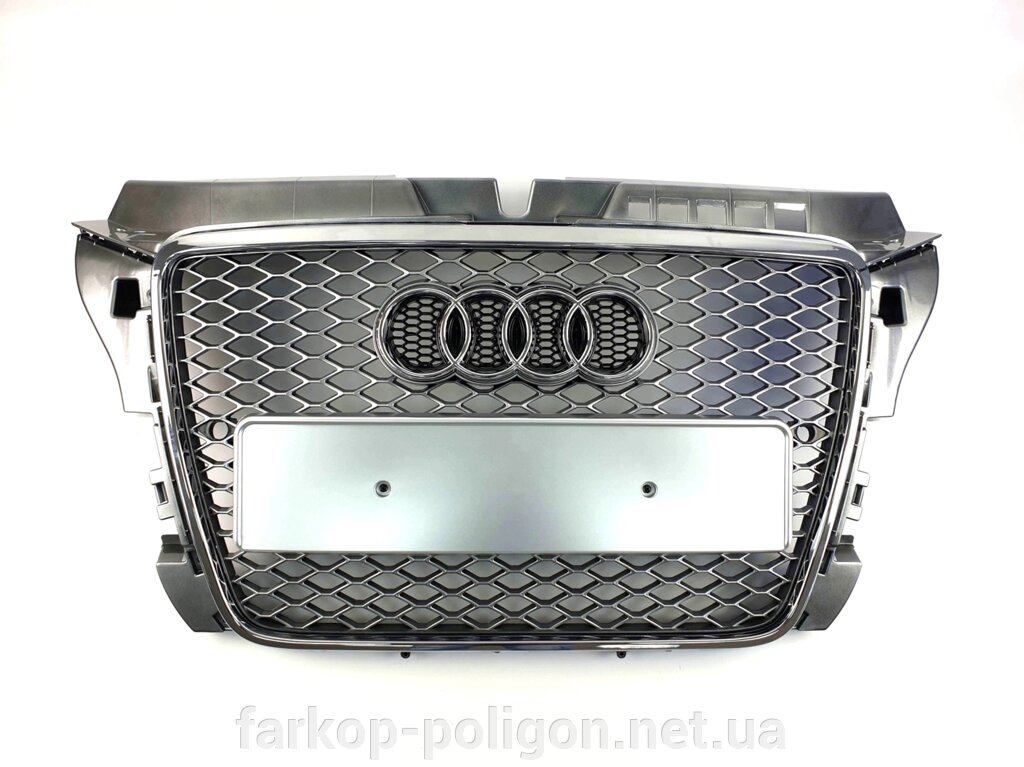 Грати радіатора Audi A3 2008-2012 рік Сіра з хромом (в стилі RS) від компанії Інтернет-магазин тюнінгу «Safety auto group» - фото 1