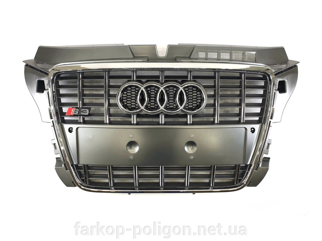 Грати радіатора Audi A3 2008-2012 рік Сіра з хромом (в стилі S-Line) від компанії Інтернет-магазин тюнінгу «Safety auto group» - фото 1