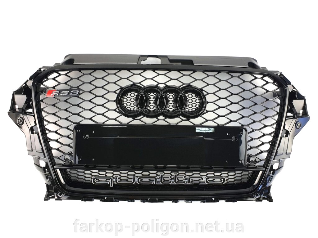 Грати радіатора Audi A3 2012-2016 рік Чорна (QUATTRO в стилі RS) від компанії Інтернет-магазин тюнінгу «Safety auto group» - фото 1