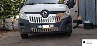 Хром накладка на решітку радіатора (Верх + низ) для Renault Master ІІІ (2014-2019) від компанії Інтернет-магазин тюнінгу «Safety auto group» - фото 1