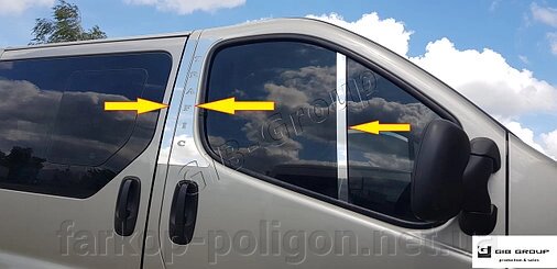 Хром накладки стійки дверей для Renault Trafic (2001-2014) від компанії Інтернет-магазин тюнінгу «Safety auto group» - фото 1