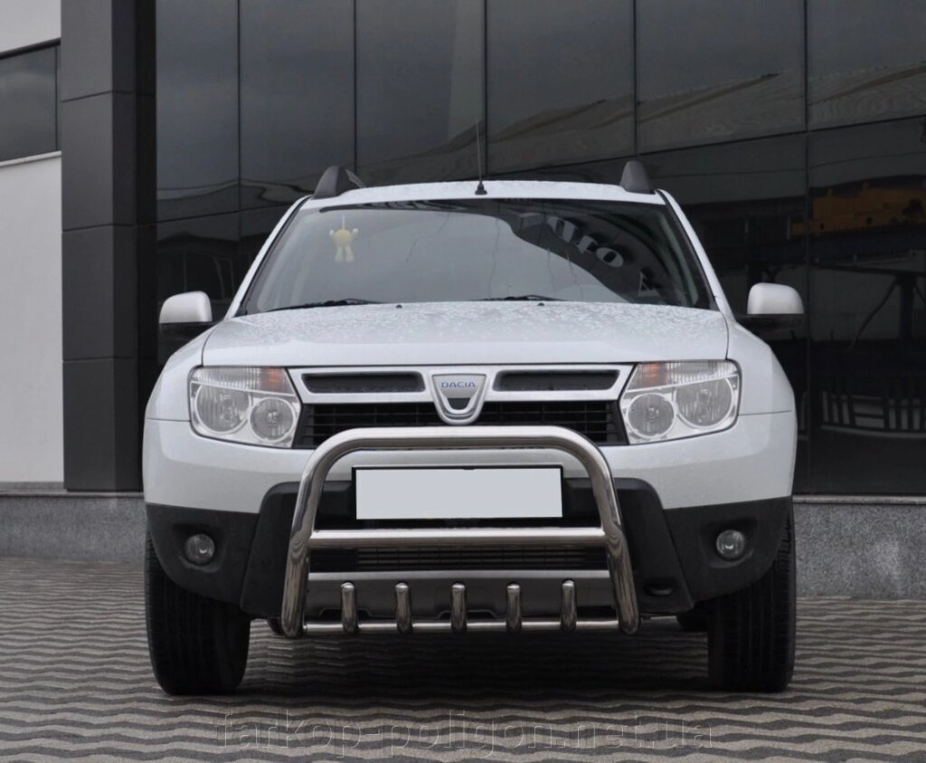 Кенгурятник без напису QT006 (нерж.) Dacia Duster 2008-2018рр. від компанії Інтернет-магазин тюнінгу «Safety auto group» - фото 1