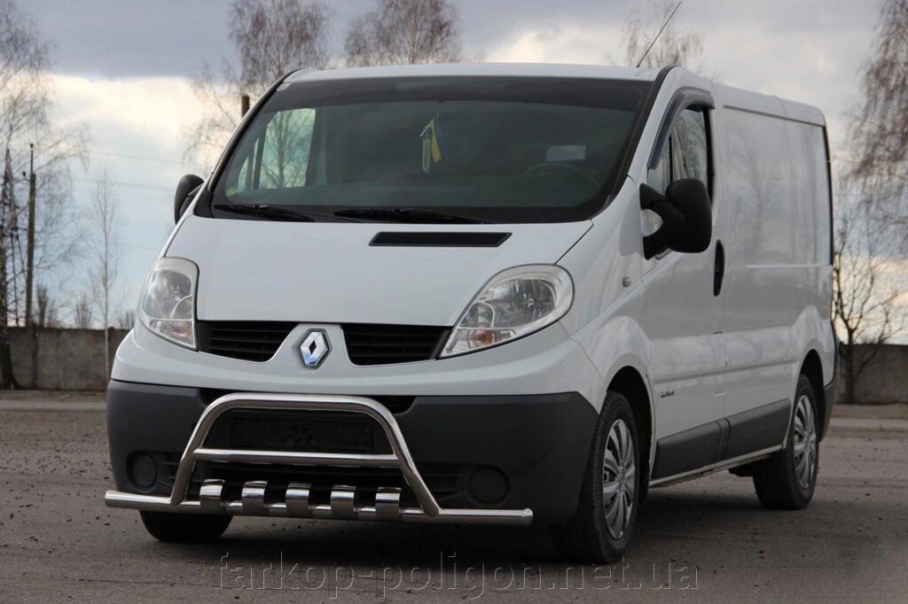 Кенгурятник із вусами WT003-15 (нерж.) Renault Trafic 2001-2015 гг. від компанії Інтернет-магазин тюнінгу «Safety auto group» - фото 1