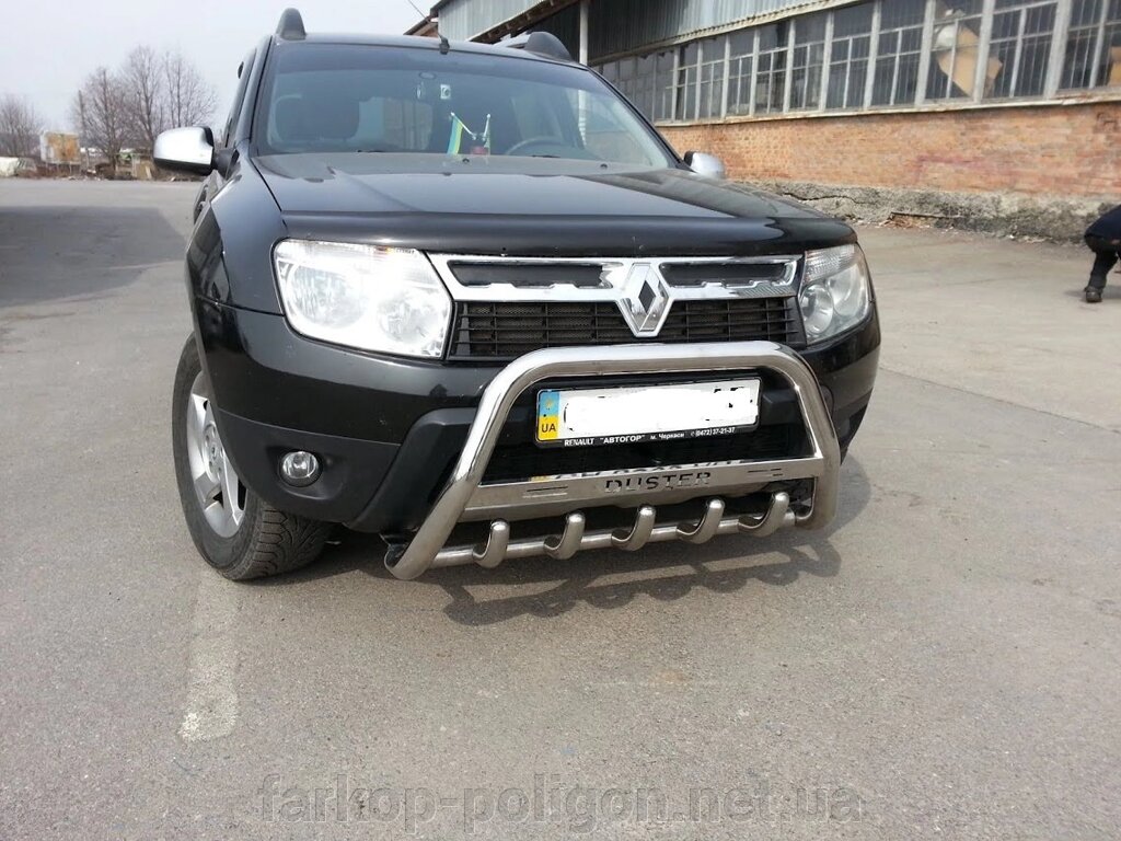 Кенгурятник з написом WT004 (нерж.) Dacia Duster 2008-2018р. від компанії Інтернет-магазин тюнінгу «Safety auto group» - фото 1