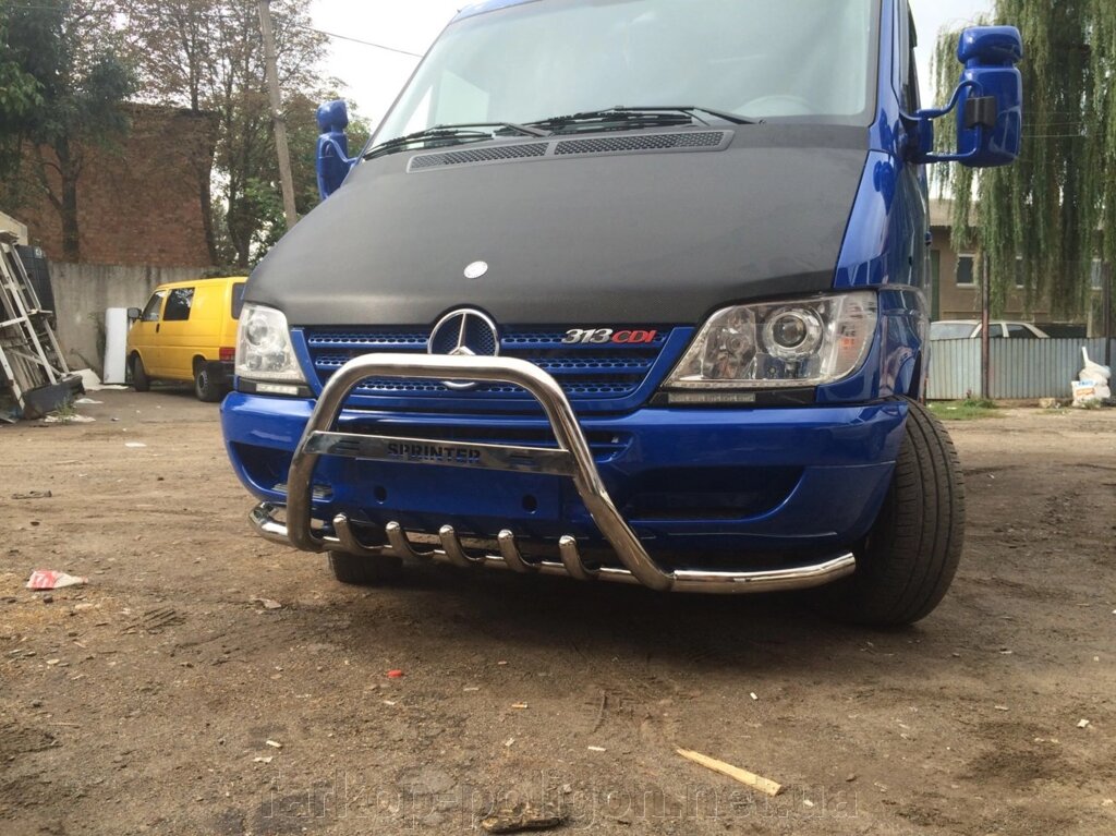 Кенгурятник з вусами (нерж.) Mercedes Sprinter 1995-2006. від компанії Інтернет-магазин тюнінгу «Safety auto group» - фото 1