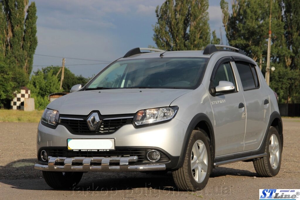 Передня дуга ST015 (нерж.) Dacia Sandero 2013р. від компанії Інтернет-магазин тюнінгу «Safety auto group» - фото 1