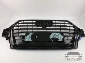 Тюнинг Решетка радиатора Audi Q7 2015-2020год Черная (в стиле S-Line)