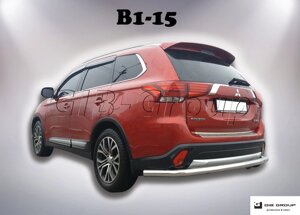 Захист заднього бампера (одинарна нержавіюча труба - одинарний вус) Mitsubishi Outlander (15+)