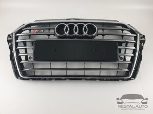 Тюнінг Решітка радіатора Audi A3 2016-2020рік Чорна з хромом (у стилі S-Line)