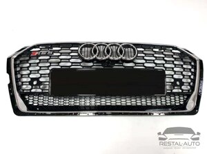 Решетка радиатора в стиле RS на Audi A5 F5 2016-2020 год Черная с хром рамкой