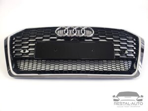 Тюнинг Решетка радиатора Audi Q5 2016-2020год Черная с хром рамкой (в стиле RS)