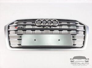 Решетка радиатора в стиле S-Line на Audi Q5 80A 2016-2020 год Серая