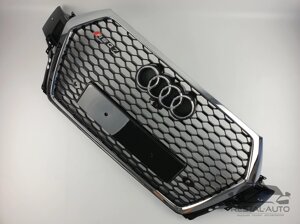 Тюнинг Решетка радиатора Audi Q7 2015-2020год Черная с хром рамкой (в стиле RS)