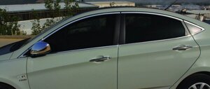 Повний комплект обведення стекол (14 шт., нерж.) для Hyundai Accent 2011-2017 рр