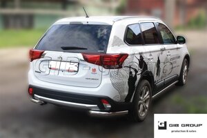 Захист заднього бампера (одинарна нержавіюча труба - одинарний вус) Mitsubishi Outlander (15+)