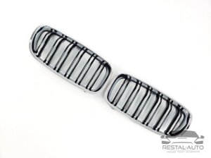 Решетка радиатора ноздри BMW 3 F30/F31 2012-2019год Черные Глянцевые Хром Рамка