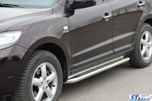 Бічні майданчики Premium (2 шт., Нерж.) Hyundai Santa Fe 2 2006-2012 гг.