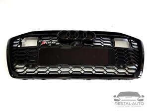 Решетка радиатора в стиле RS на Audi A6 C8 2018-2021 года ( Черная под дистроник )