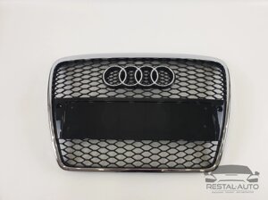 Тюнинг Решетка радиатора Audi A6 2004-2011год Черная с хром рамкой под парктроники (в стиле RS)