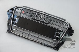 Тюнінг Решітка радіатора Audi A3 2013-2016 рік Чорна з хромом (у стилі S-Line)