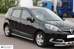 Пороги бічні труби з листом серія "ELIT" Renault Scenic lll D42 Silver-black