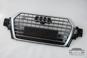 Тюнінг Решітка радіатора Audi Q7 2015-2020рік Чорна з сірим (у стилі S-Line)