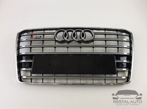 Тюнинг Решетка радиатора Audi A8 2014-2017год Черная с хромом (в стиле S-Line)
