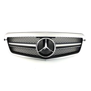 Решітка радіатора Mercedes E-Class W212 з 2009-2013 р. (AMG стиль, Сіра з чорними вставками)