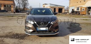 Захист переднього бампера (одинарна нержавіюча труба - одинарний вус) Nissan Qashqai J11 (14+)