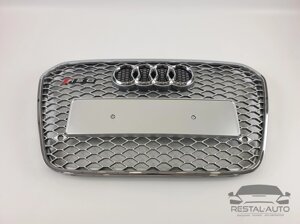 Тюнінг Решітка радіатора Audi A6 2011-2014 рік Сіра з хром рамкою (в стилі RS)